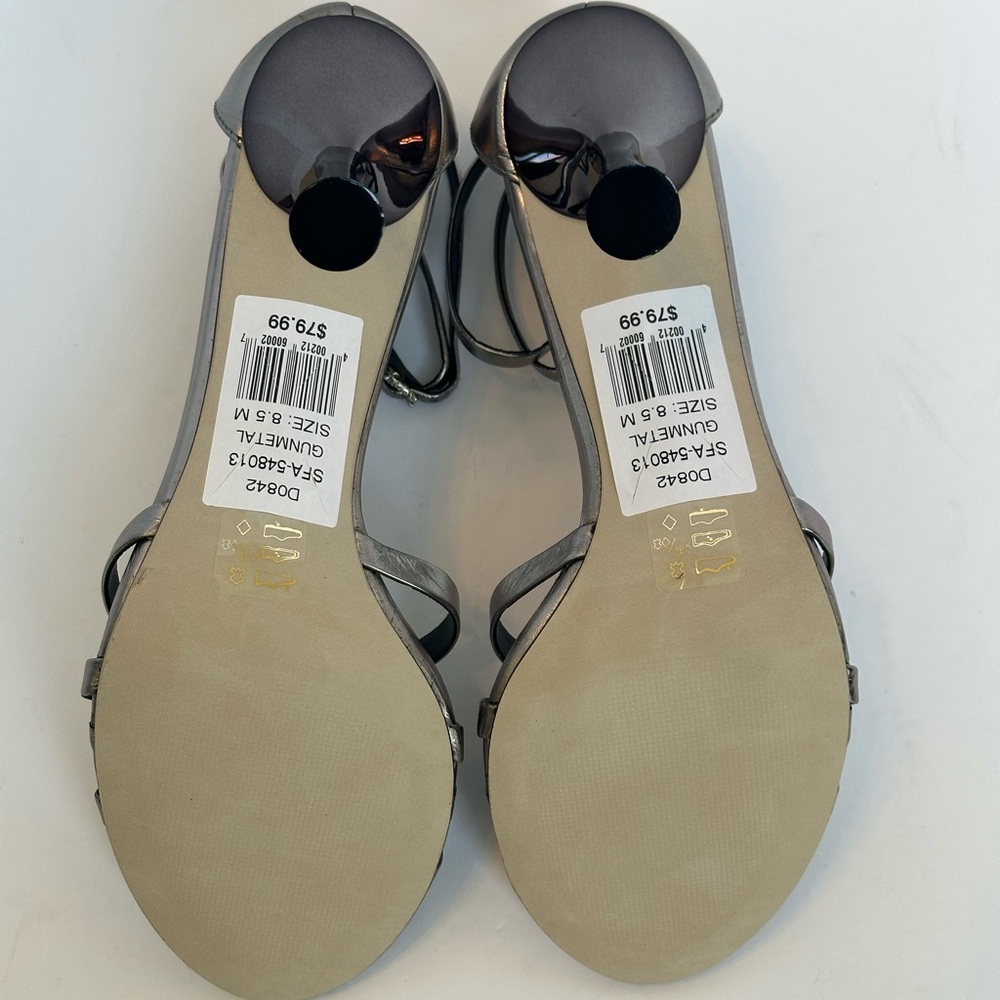 Saks Fifth Avenue Silver Strappy Heels - See Video! - Picture 4 of 9